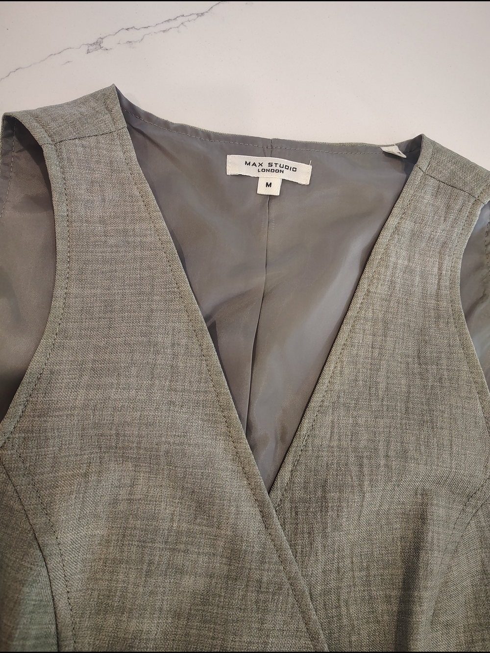 Max Studio Wrap Sleeveless Blazer Vest in light Olive Green size Medium - Picture 2 of 6